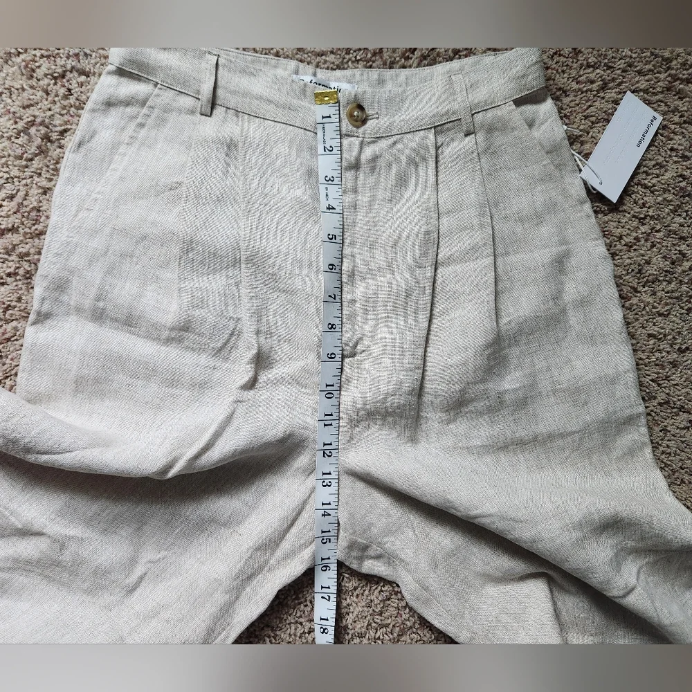 Reformation Mason Linen Pants Oatmeal Size 8 NWT